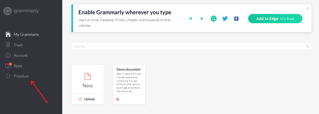 Grammarly Dashboard