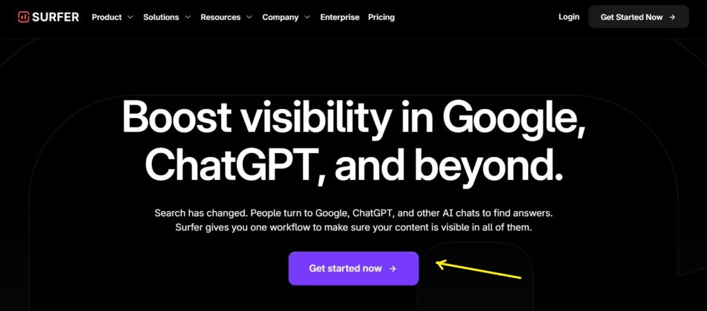 Surfer SEO Home Page
